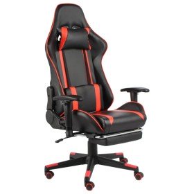 Silla gaming giratoria con reposapiés PVC rojo Silla gaming giratoria con reposapiés PVC rojo