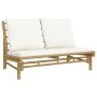 Bamboo garden bench with cream white cushions by vidaXL, Modular outdoor sofas - Ref: Foro24-363453, Price: 217,82 €, Discoun...