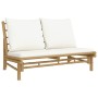 Gartenbank aus Bambus mit cremeweißen Kissen von vidaXL, Modulare Sofas für den Außenbereich - Ref: Foro24-363453, Preis: 245...