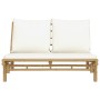 Gartenbank aus Bambus mit cremeweißen Kissen von vidaXL, Modulare Sofas für den Außenbereich - Ref: Foro24-363453, Preis: 245...