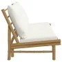 Gartenbank aus Bambus mit cremeweißen Kissen von vidaXL, Modulare Sofas für den Außenbereich - Ref: Foro24-363453, Preis: 217...