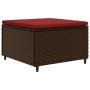 Set muebles de jardín 4 piezas y cojines ratán sintético marrón