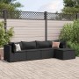 Set de muebles de jardín 5 pzas y cojines ratán sintético negro