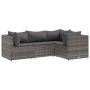 Set de muebles de jardín 4 pzas y cojines ratán sintético gris