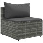 Set de muebles de jardín 4 pzas y cojines ratán sintético gris