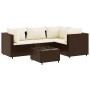 Set muebles de jardín 5 piezas y cojines ratán sintético marrón