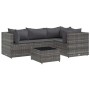 Set de muebles de jardín 5 pzas y cojines ratán sintético gris