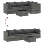 Set de muebles de jardín 5 pzas y cojines ratán sintético gris