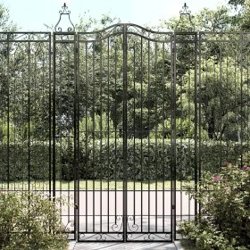 Black wrought iron garden gate 121x8x200 cm by vidaXL, garden gates - Ref: Foro24-363434, Price: 200,57 €, Discount: %