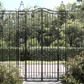 Puerta de jardín de hierro forjado negro 121x8x200 cm