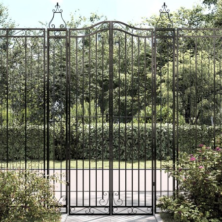 Black wrought iron garden gate 121x8x200 cm by vidaXL, garden gates - Ref: Foro24-363434, Price: 205,87 €, Discount: %
