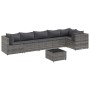 Set de muebles de jardín 7 pzas y cojines ratán sintético gris