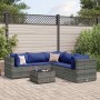 Set de muebles de jardín 6 pzas y cojines ratán sintético gris
