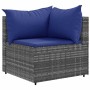 Set de muebles de jardín 6 pzas y cojines ratán sintético gris