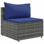 Set de muebles de jardín 6 pzas y cojines ratán sintético gris