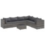 Set de muebles de jardín 7 pzas y cojines ratán sintético gris