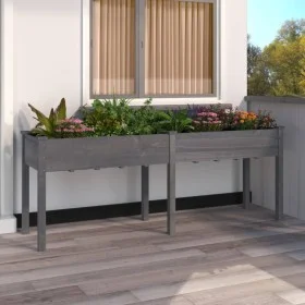 Planter with solid gray fir wood lining 203x53x76 cm by vidaXL, Pots and planters - Ref: Foro24-364241, Price: 115,06 €, Disc...