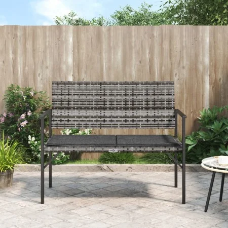 2-seater garden bench with gray synthetic rattan cushion by vidaXL, garden benches - Ref: Foro24-364120, Price: 57,74 €, Disc...