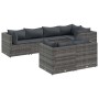 Set de muebles de jardín 7 pzas y cojines ratán sintético gris