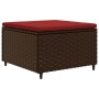 Set muebles de jardín 6 piezas y cojines ratán sintético marrón