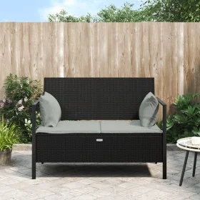 2-seater garden bench with black synthetic rattan cushions by vidaXL, garden benches - Ref: Foro24-364112, Price: 162,60 €, D...
