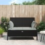 2-seater garden bench with black synthetic rattan cushions by vidaXL, garden benches - Ref: Foro24-364112, Price: 169,67 €, D...