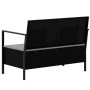 2-seater garden bench with black synthetic rattan cushions by vidaXL, garden benches - Ref: Foro24-364112, Price: 169,67 €, D...