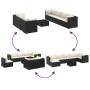 Set de muebles de jardín 8 pzas y cojines ratán sintético negro