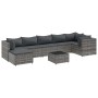 Set de muebles de jardín 8 pzas y cojines ratán sintético gris