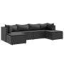 Set muebles de jardín 6 piezas y cojines ratán sintético negro