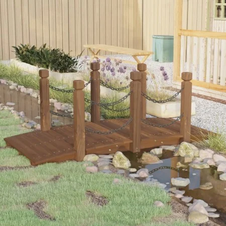 Garden bridge with chains solid fir wood 150x67x56cm by vidaXL, garden bridges - Ref: Foro24-363358, Price: 138,86 €, Discoun...