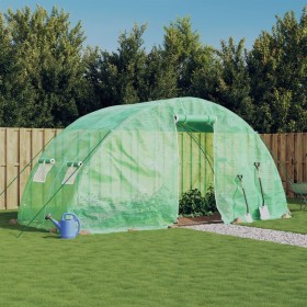 Invernadero con estructura de acero verde 10 m² 5x2x2,3 m