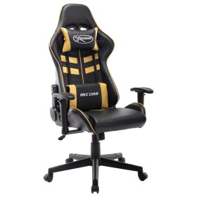 Silla de gaming de cuero sintético negro y dorado Silla de gaming de cuero sintético negro y dorado