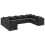 Set de muebles de jardín 9 pzas y cojines ratán sintético negro