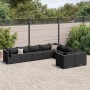 Set de sofás de jardín con cojines 9 pzas ratán sintético negro