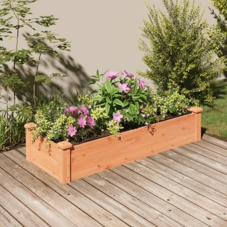 Flowerbed planter lined with solid brown fir wood 120x45x25 cm by vidaXL, Pots and planters - Ref: Foro24-364287, Price: 56,8...