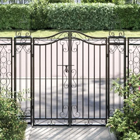 Puerta de jardín de hierro forjado negro 121x8x120 cm de vidaXL, Puertas de jardín - Ref: Foro24-363431, Precio: 121,58 €, De...