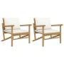 Bamboo garden chairs 2 units with cream white cushions by vidaXL, Modular outdoor sofas - Ref: Foro24-363462, Price: 240,95 €...