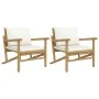 Bambus-Gartenstühle, 2 Einheiten, mit cremeweißen Kissen von vidaXL, Modulare Sofas für den Außenbereich - Ref: Foro24-363462...