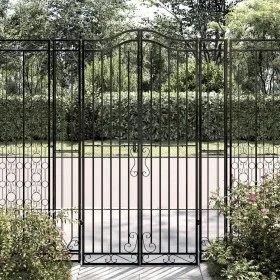 Black wrought iron garden gate 121x8x180 cm by vidaXL, garden gates - Ref: Foro24-363433, Price: 194,68 €, Discount: %