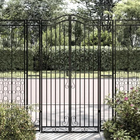 Black wrought iron garden gate 121x8x180 cm by vidaXL, garden gates - Ref: Foro24-363433, Price: 199,35 €, Discount: %