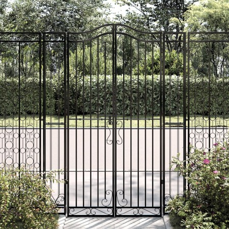 Puerta de jardín de hierro forjado negro 121x8x180 cm de vidaXL, Puertas de jardín - Ref: Foro24-363433, Precio: 199,83 €