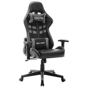 Silla de gaming de cuero sintético negro y gris Silla de gaming de cuero sintético negro y gris