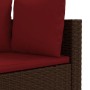 Set de sofás de jardín 4 pzas y cojines ratán sintético marrón