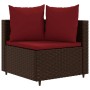 Set comedor de jardín 5 piezas y cojines ratán sintético marrón