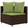 Set comedor de jardín 5 piezas y cojines ratán sintético marrón