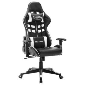 Silla de gaming de cuero sintético negro y blanco Silla de gaming de cuero sintético negro y blanco