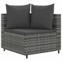 Set de sofás de jardín y cojines 8 piezas ratán sintético gris
