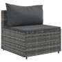 Set de sofás de jardín y cojines 8 piezas ratán sintético gris