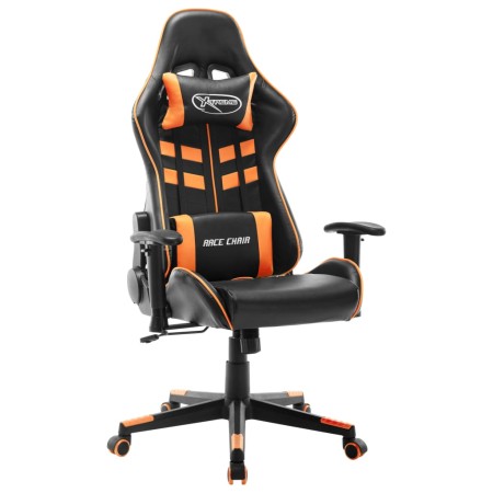 Silla de gaming de cuero sintético negro y naranja en Sillas gaming | Comprar online en Foro24